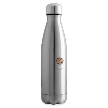 Singe dans la poche de singes mignons dans la poche thoracique - Bouteille isotherme - argent clair - Droite