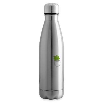 Frog in chest pocket funny frogs - Insulated Water Bottle - silver - Right
