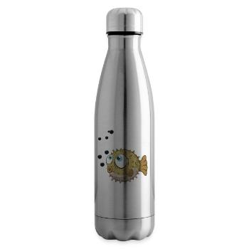 pufferfish fluffy not fat top fish bufferfish fugu - Insulated Water Bottle - silver - Right