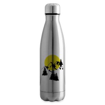 Gebirge Mond Gipfel Fichten Nadelbaum Tannen Natur - Isolierflasche - Lightsilver - Rechts
