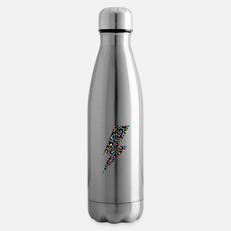 Leopard Lightning bolt, Leopard Print, Leopard Lov - Isolierflasche - Lightsilver