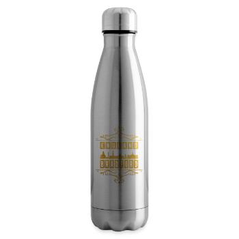 Bradford England UK City Skyline Gold Ornament - Insulated Water Bottle - silver - Right