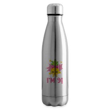Ich bin 9 9. Geburtstag Hawaiian Summer Tropical Fruit - Isolierflasche - Lightsilver - Rechts