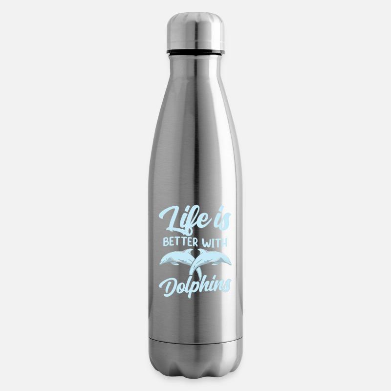 Das Leben Ist Besser Mit Delfinen Delfine Delfin - Isolierflasche - Lightsilver