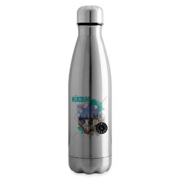 Würzburg Germany City Skyline Vintage Retro - Insulated Water Bottle - silver - Right