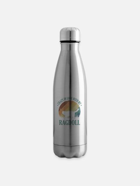 Crazy in Love with my Ragdoll Domestic Cat - Insulated Water Bottle - silver