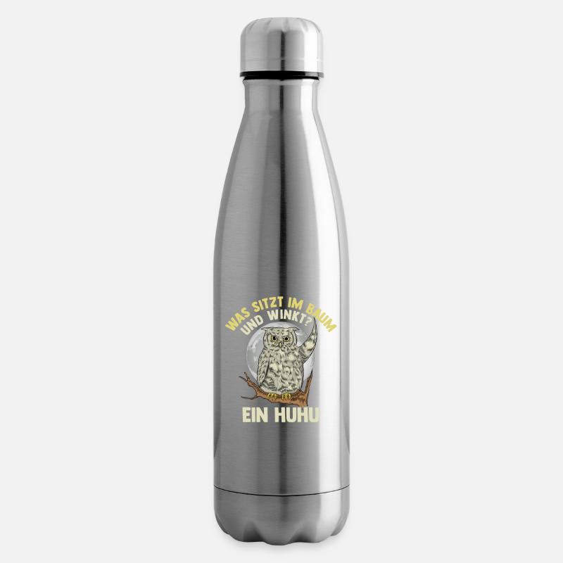 Was sitzt im Baum und winkt? Ein Huhu - Isolierflasche - Lightsilver