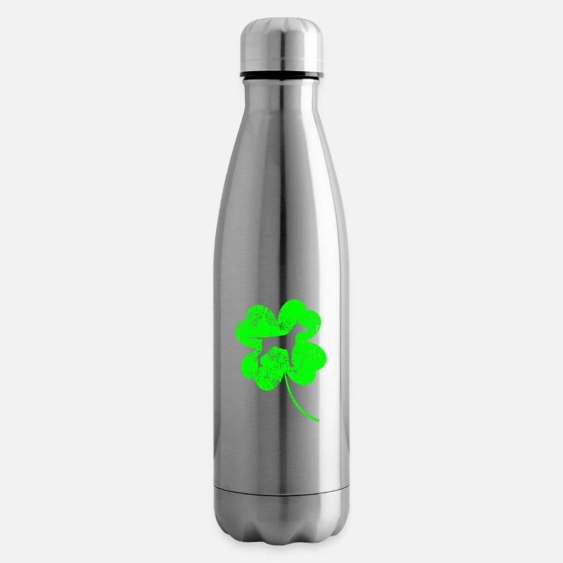 Dobermann St.Patrick's Tag Kleeblatt - Isolierflasche - Lightsilver