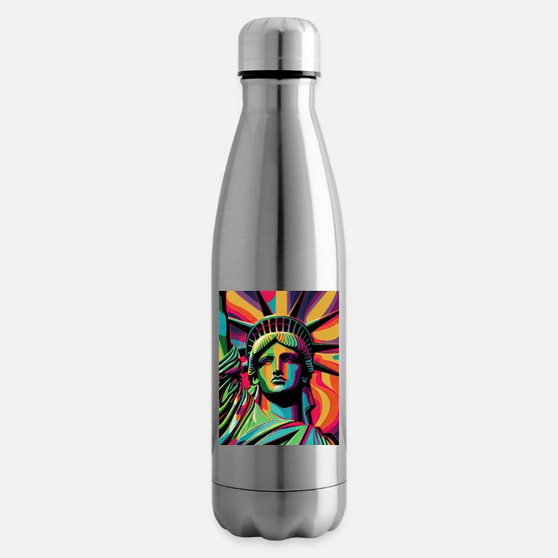 Bunte Freiheitsstatue - Isolierflasche - Lightsilver