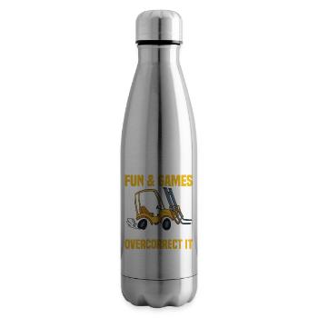 Conducteur de chariot élévateur | Cadeaux professionnels pour chariots élévateurs - Bouteille isotherme - argent clair - Droite