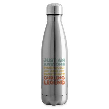 Pharmacist Curling legend retro - Insulated Water Bottle - silver - Right