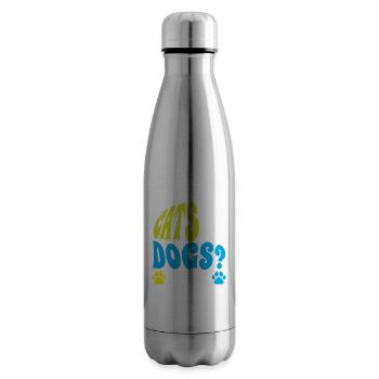 Cats or Dogs Both Lovers Cat Dog - Insulated Water Bottle - silver - Right