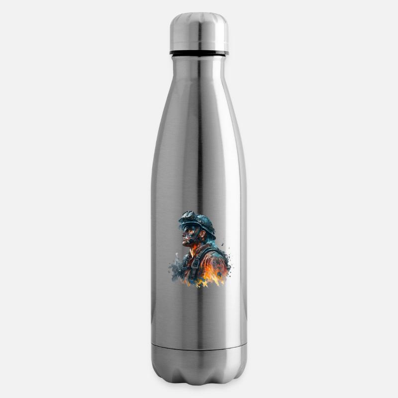 Feuerwehrmann im Einsatz - Isolierflasche - Lightsilver