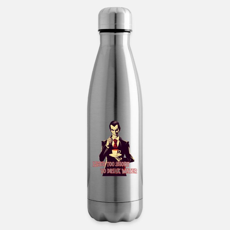 Ein stilvoller Vampir, der nachts Kaffee trinkt. - Isolierflasche - Lightsilver