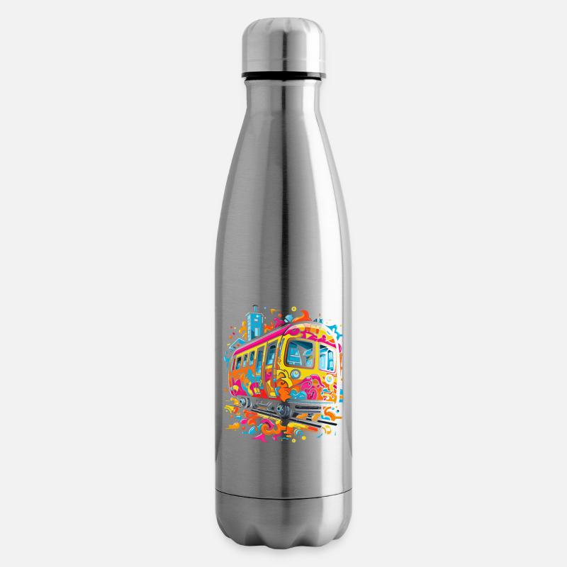 Pop Art Doodle Trai - Lebendige Karikatur - Isolierflasche - Lightsilver