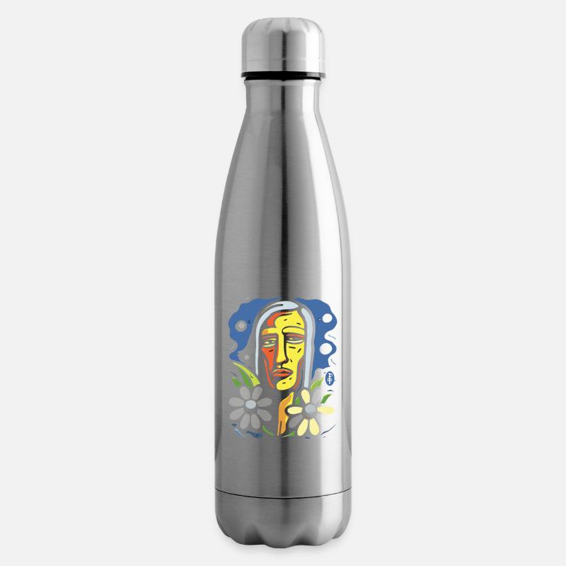 Style d’art moderne : Fleurs colorées Amérindiens - Bouteille isotherme - argent clair