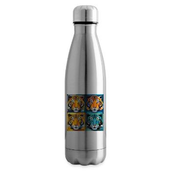 Optical Illusion Tiger: An Op Art and Art Nouveau - Insulated Water Bottle - silver - Right