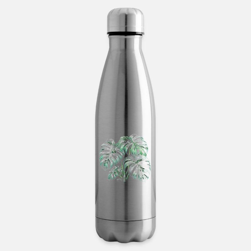 Monstera panaché - Bouteille isotherme - argent clair
