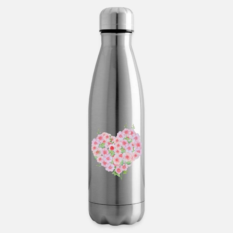 Florales Herz - Isolierflasche - Lightsilver