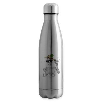 Skeleton Gardener Spinach Gardening Mime Vegetarian - Insulated Water Bottle - silver - Right