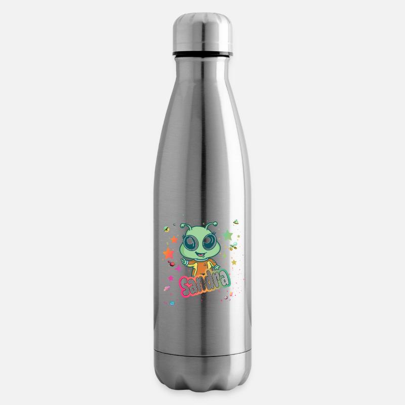 SAMIRA - Schöner Mädchen Name mit süßem Alien - Isolierflasche - Lightsilver