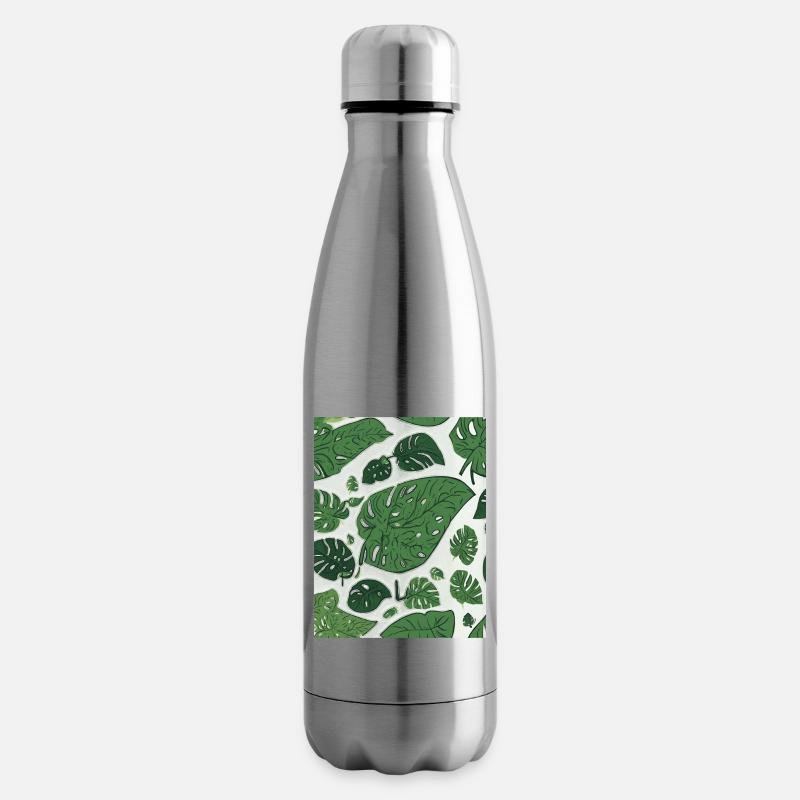 Monastera Muster T-Shirt - Isolierflasche - Lightsilver