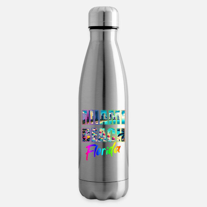 Miami Beach - Floride - Bouteille isotherme - argent clair