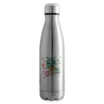FREDERIK - Beautiful boy name with cute alien - Insulated Water Bottle - silver - Right