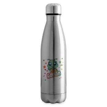 ADRIÁN - Beautiful boy name with cute alien - Insulated Water Bottle - silver - Right