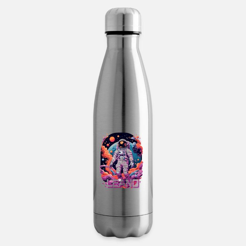 LEANO - Schöner Jungen Name mit coolem Astronaut - Isolierflasche - Lightsilver
