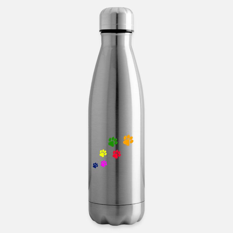 Empreintes pattes de chiens - Bouteille isotherme - argent clair