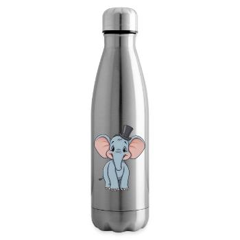 Entzückender blauer Comic-Elefant mit Hut - Isolierflasche - Lightsilver - Rechts