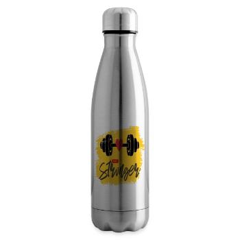 stronger, GYM, fitness - Insulated Water Bottle - silver - Right