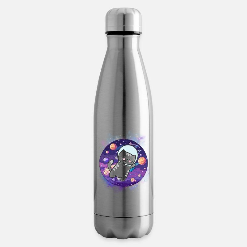 Kawaii Astronaut Kitten - Kosmische Reise - Isolierflasche - Lightsilver