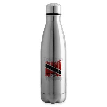 Trinidad and Tobago Flag Street Art Design - Insulated Water Bottle - silver - Right