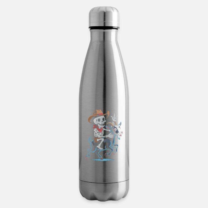 Squelette cow-boy sur chèvre - Bouteille isotherme - argent clair