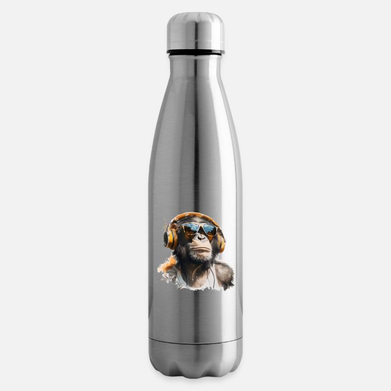 Affe mit Kopfhörern und Sonnenbrille - Isolierflasche - Lightsilver