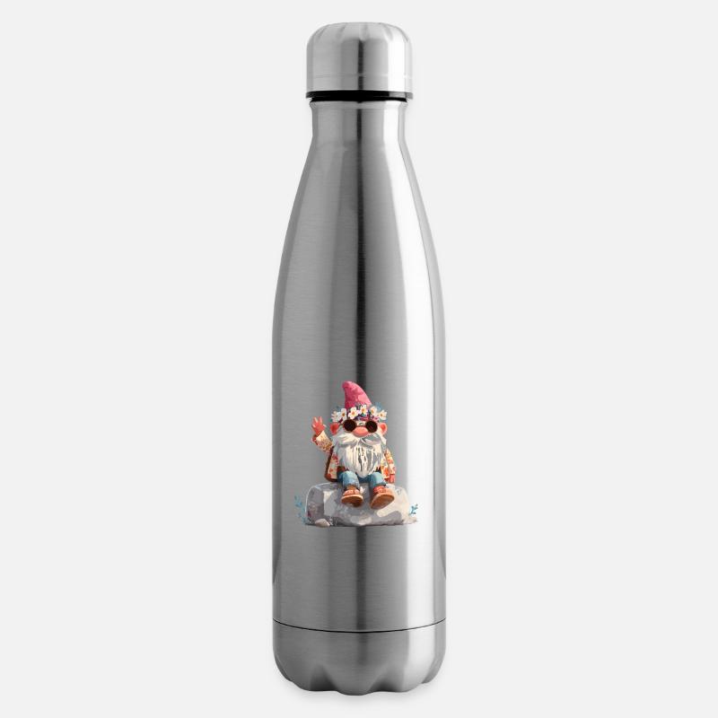 Sommergnom mit Blumenkranz - Isolierflasche - Lightsilver