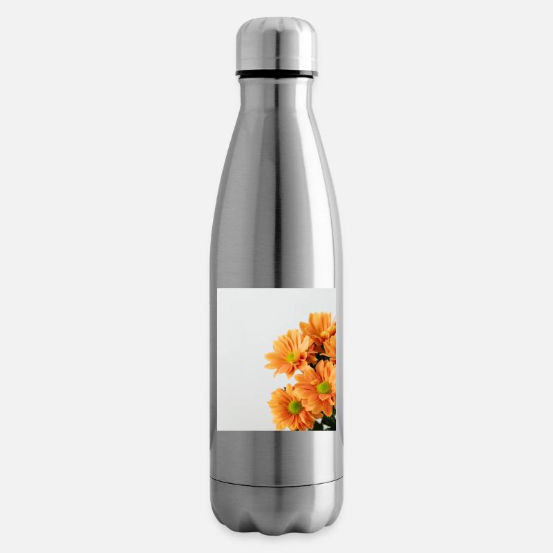 Daisy Orange Floral - Isolierflasche - Lightsilver
