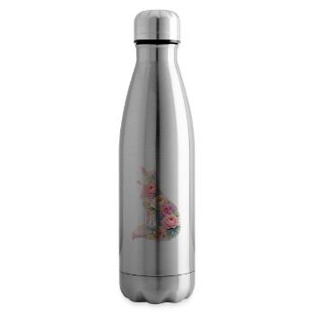 Fuchs Pastell Blumen Silhouette - Isolierflasche - Lightsilver - Rechts