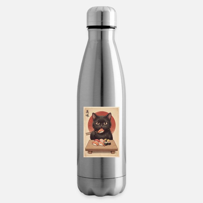 Katze sushi Retro - Isolierflasche - Lightsilver
