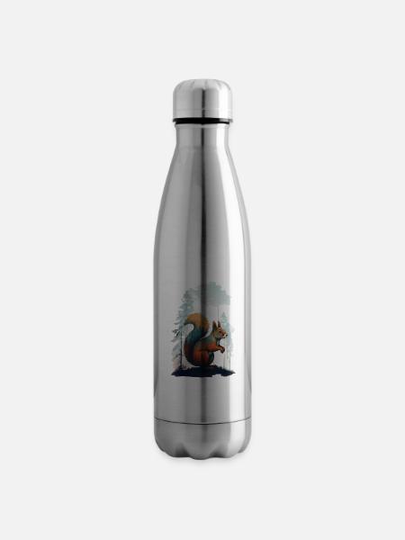 Lebendiges Eichhörnchen im Nebelwald - Isolierflasche - Lightsilver