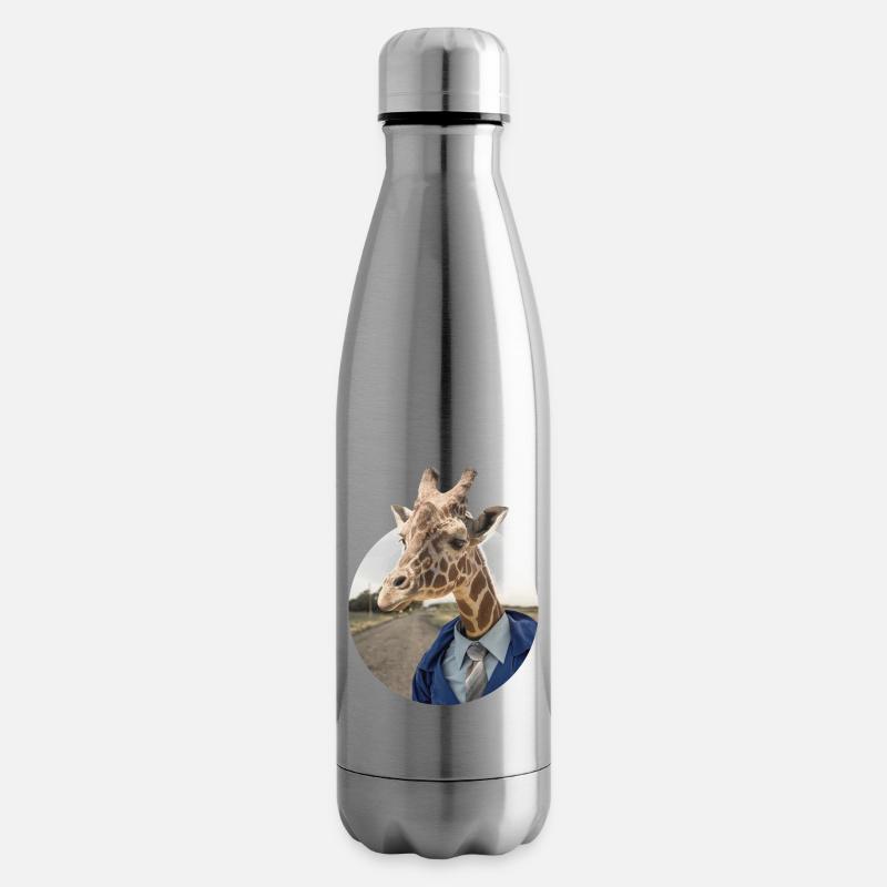Giraffe im Anzug - Isolierflasche - Lightsilver