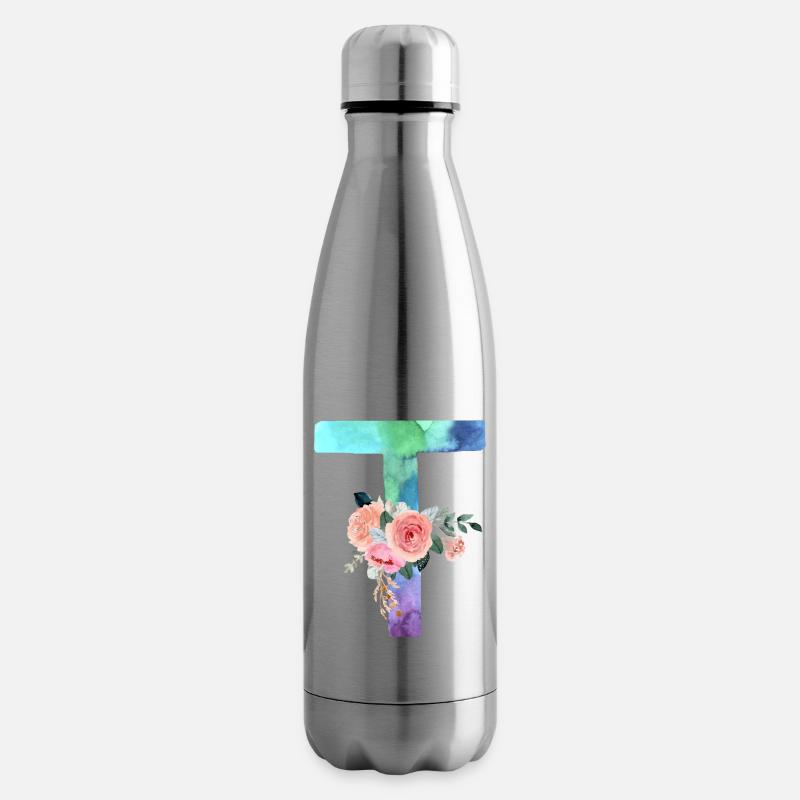 Buchstabe T Aquarell - Isolierflasche - Lightsilver