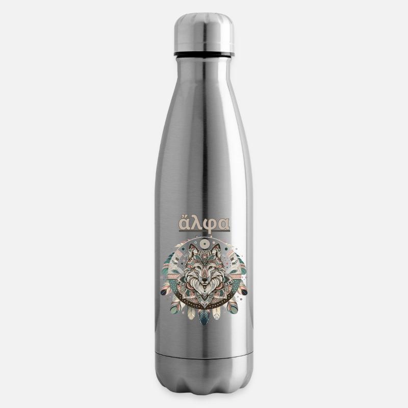 Alpha Wolve - Boho Mandala Design - Isolierflasche - Lightsilver