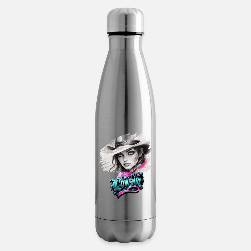 Cowboy , Pferdemädchen mit Cowboyhut - Isolierflasche - Lightsilver