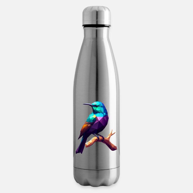 Oiseau abstrait sur branche, idée cadeau - Bouteille isotherme - argent clair