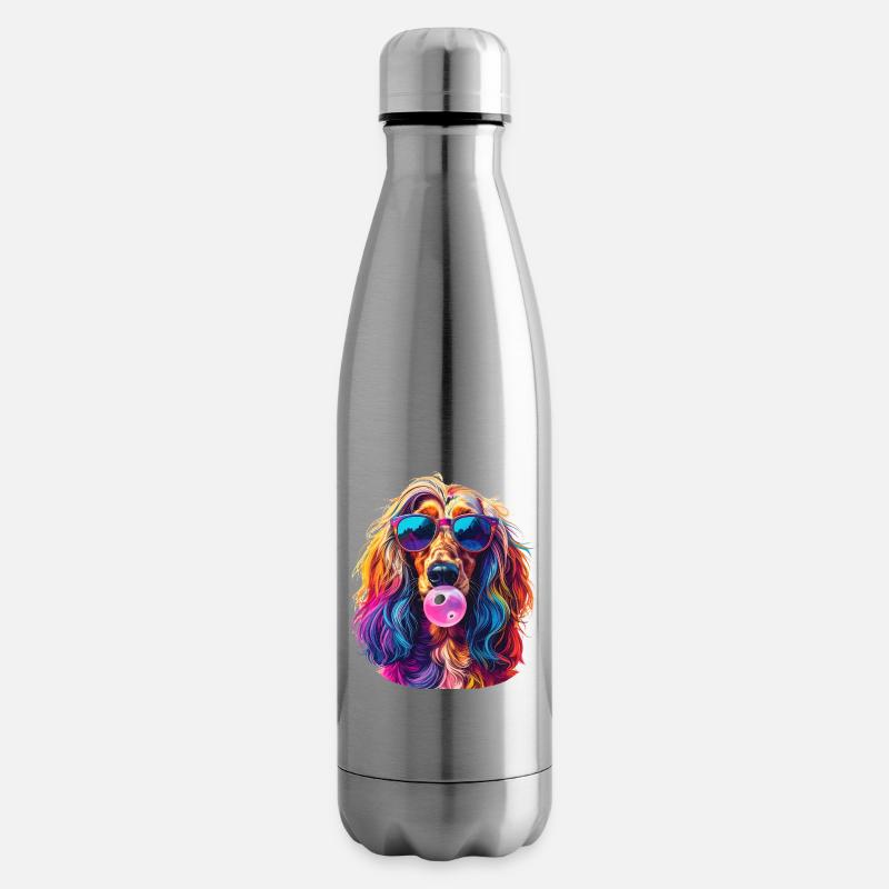 Pop-Art Afghanischer Windhund mit Bubblegum - Isolierflasche - Lightsilver