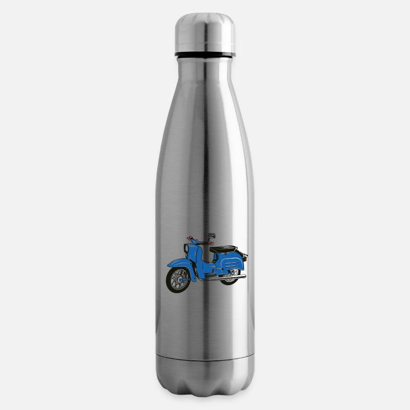 Simson Schwalbe blau - Isolierflasche - Lightsilver