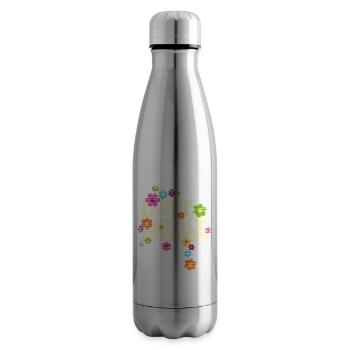 Type Retro Flower Power - Love Peace Freedom 4 - Bouteille isotherme - argent clair - Droite